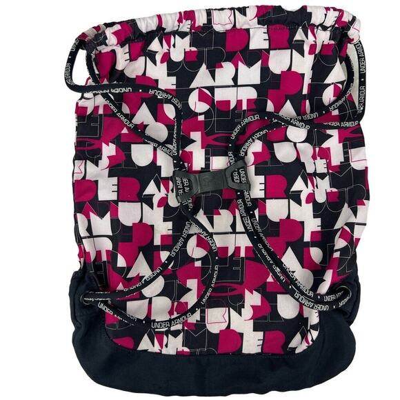 Backpack Under Armour Drawstring Pink Gray and Black Lightweight Bag Unisex - Picture 2 of 10